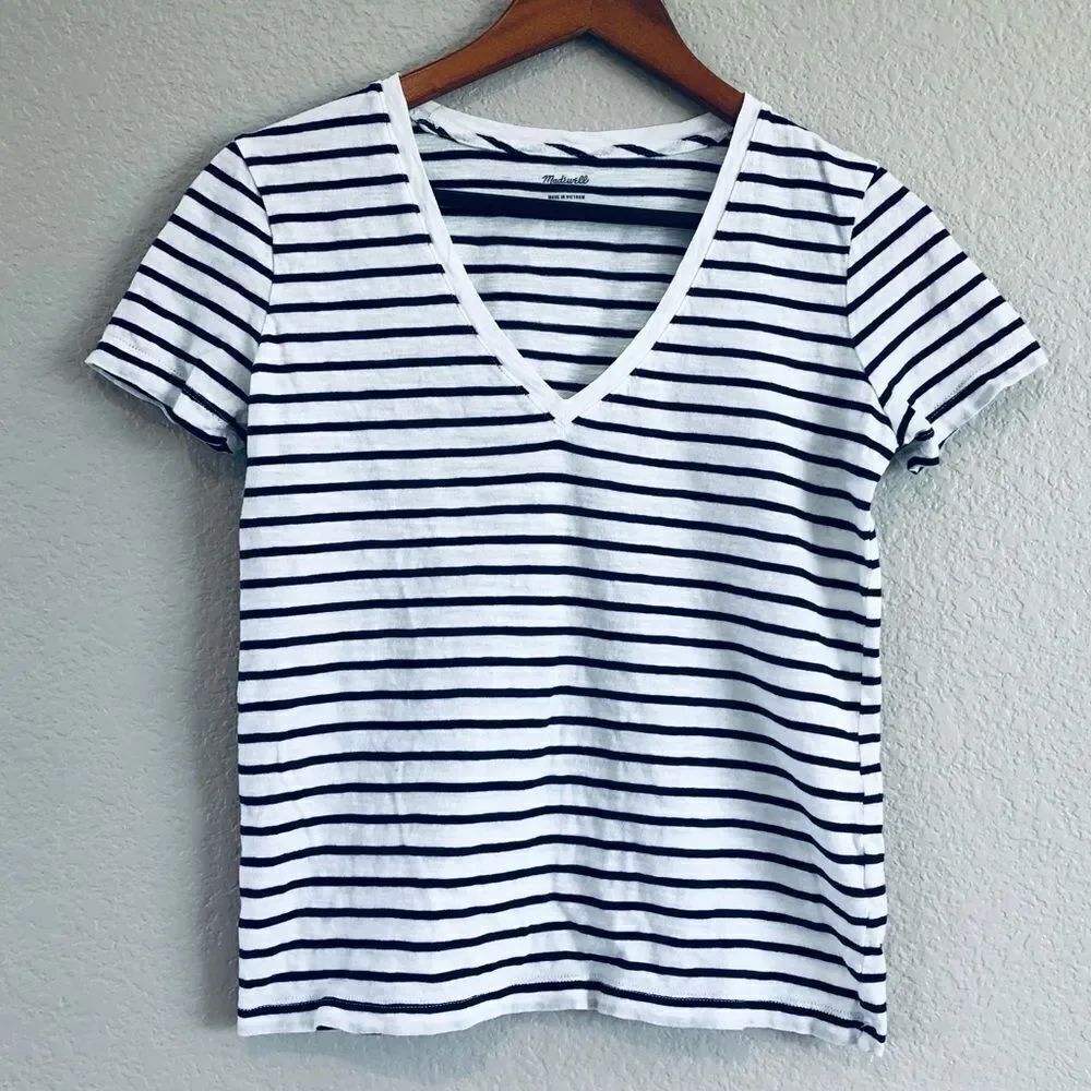 Madewell Black/White Striped Tee XS
